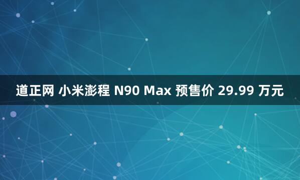 道正网 小米澎程 N90 Max 预售价 29.99 万元